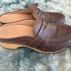 Brown Leather Clogs
